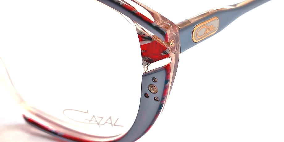 ヴィンテージ 婦人メガネ cazal313-631 60mm メガネフレーム クリアピンク/シルバー/レッド カザール 昭和 レトロ モダン 現品限り