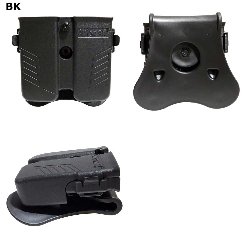 【代引き不可】 AMOMAX 2色あり) 9mm/.40/.45パドルダブルマガジンポーチ(BK/FDE 個人装備