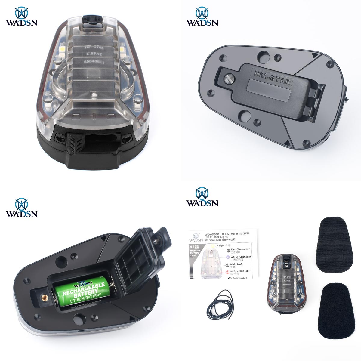 WADSN HEL-STAR 6タイプ GEN III ヘルメットライト（各カラーあり）