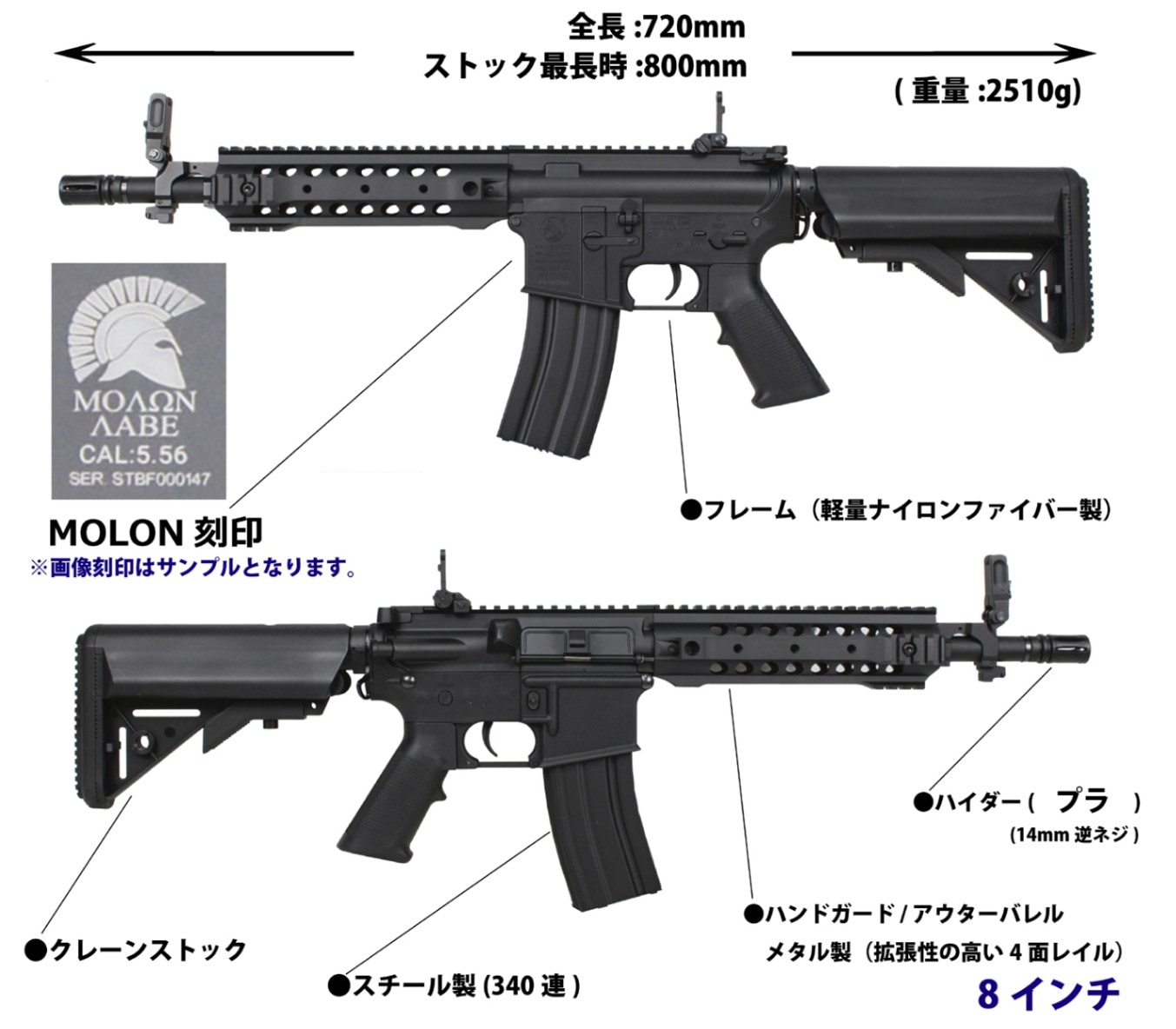 S&T M4 URX3.1 8インチ チャレンジャーライン G3電動ガン BK(MOLON刻印