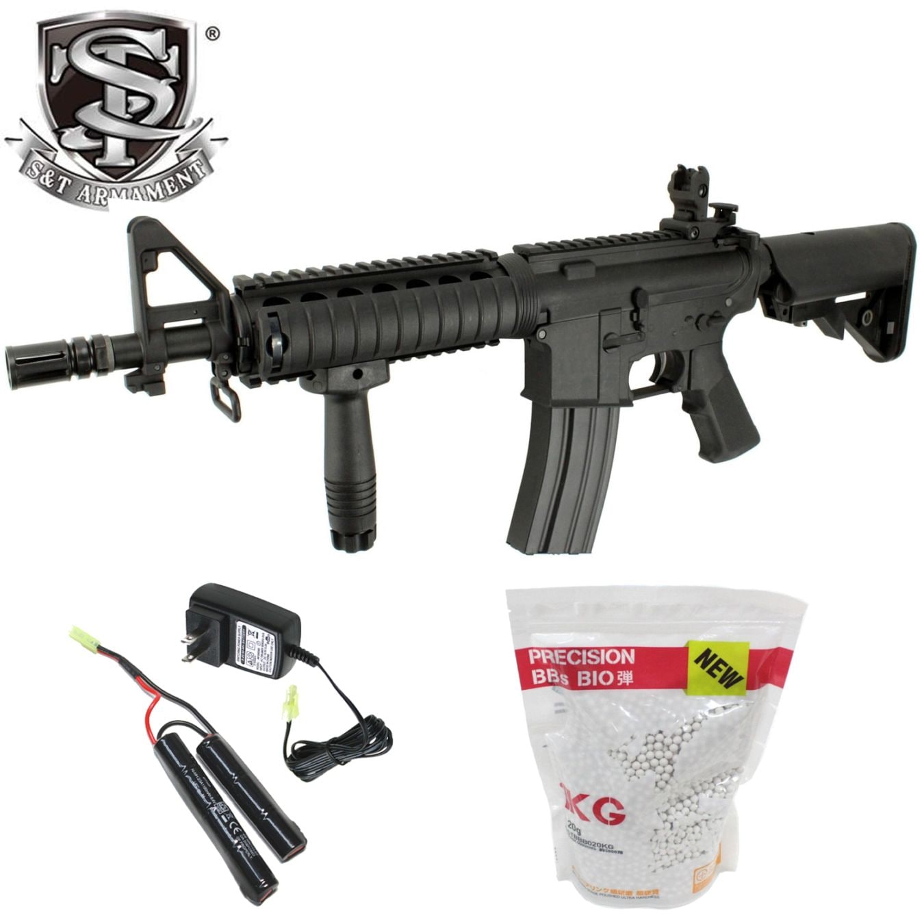 S&T CQB-R スポーツライン 電動ガン BK【3オプション付き】【180日間 