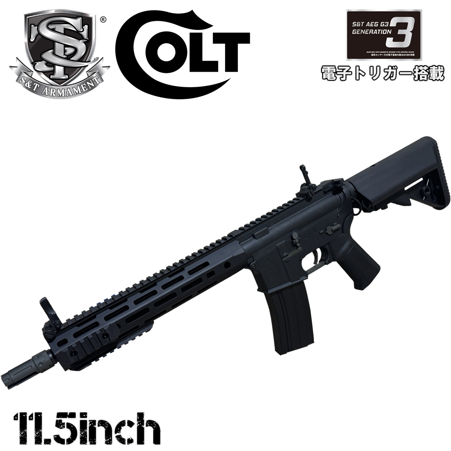 S&T M4 URX4 M-LOK 11.5����� �����󥸥㡼�饤�� G3��ư����BK(COLT���)���Żҥȥꥬ�������ƥ���ܡˡ�180���ְ¿��ݾڤĤ���