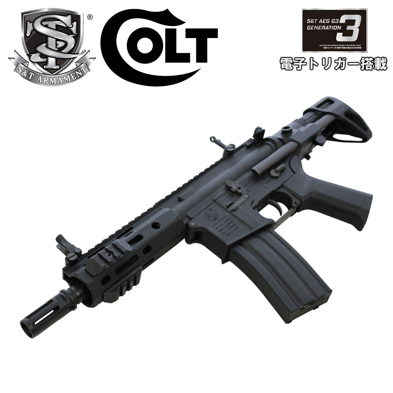 S&T M4 URX4 M-LOK PDW-S チャレンジャーライン G3電動ガンBK(COLT刻印