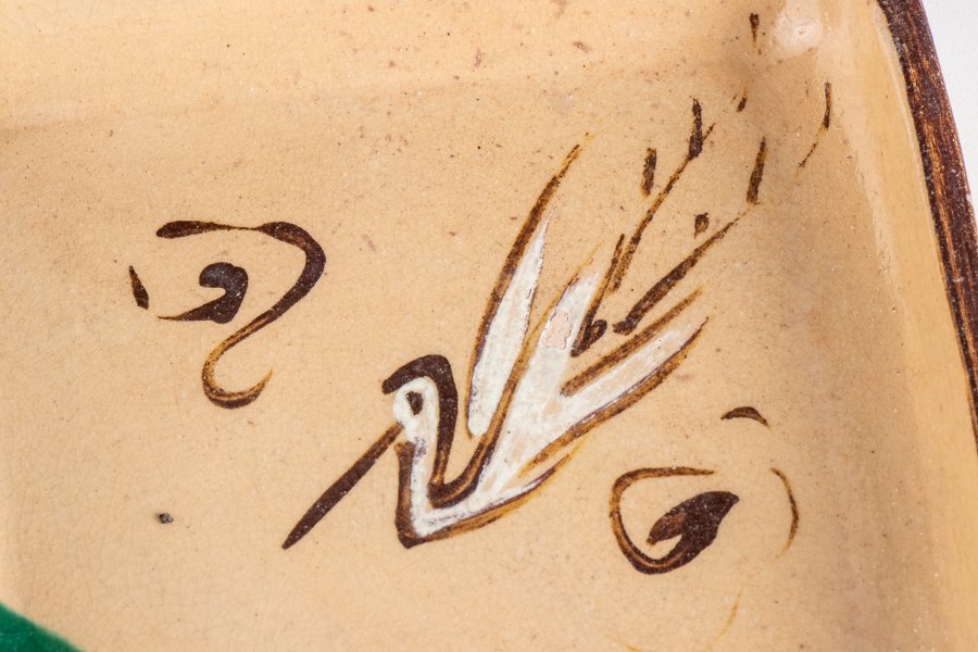 萬古作　雲鶴模様　手塩皿　１０客　保存箱　MA１４３ 萬古作 雲鶴模様 手塩皿 10客 保存箱 MA143 萬古焼】 雲鶴角