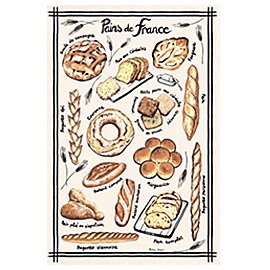 フランスのパンの種類一覧ティータオル　フランス雑貨カフェグッズ　レターパックライトOK
