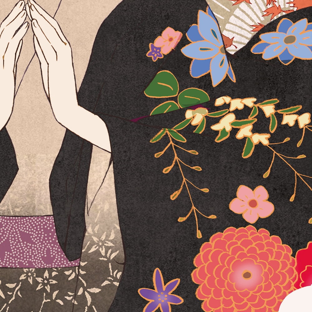 夏目友人帳浮世絵「秋風和傘模様」｜浮世絵工房