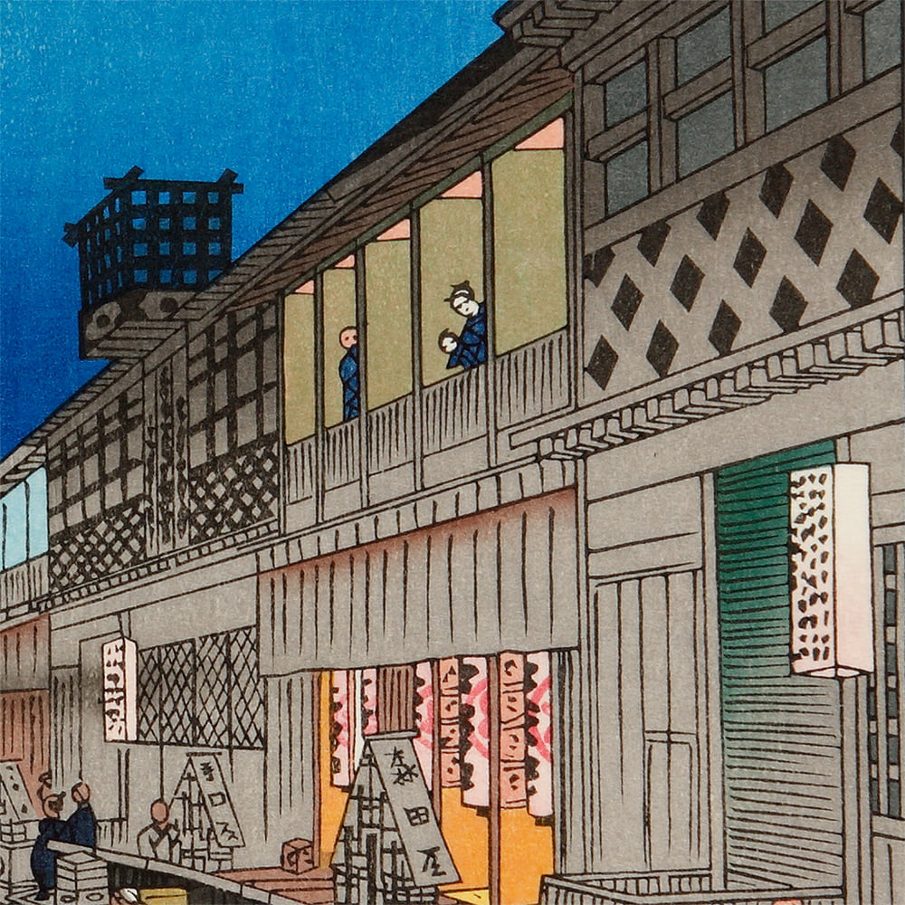 【美品】歌川広重「名所江戸百景 猿わか町夜の景」木版画 名所江戸百景・猿若町よるの景 文化遺産オンライン