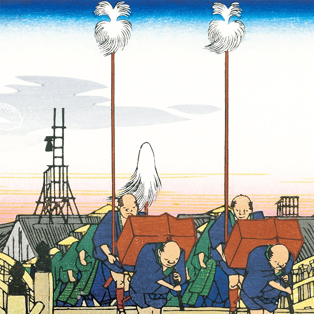 ドラえもん 浮世絵木版画「東海道五十三次 日本橋 朝之景」