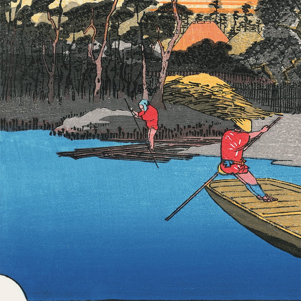 浮世絵　東海道五十三次 歌川広重 歌川広重「東海道五十三次 川崎 六郷渡舟」浮世絵木版画｜浮世絵工房