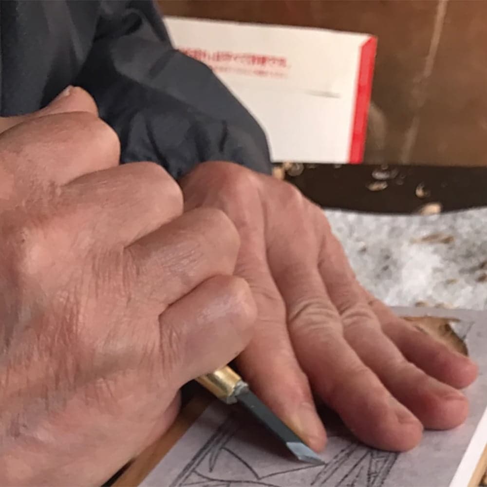 ドラえもん 小型・ミニ浮世絵木版画「七宝模様（マット額入り