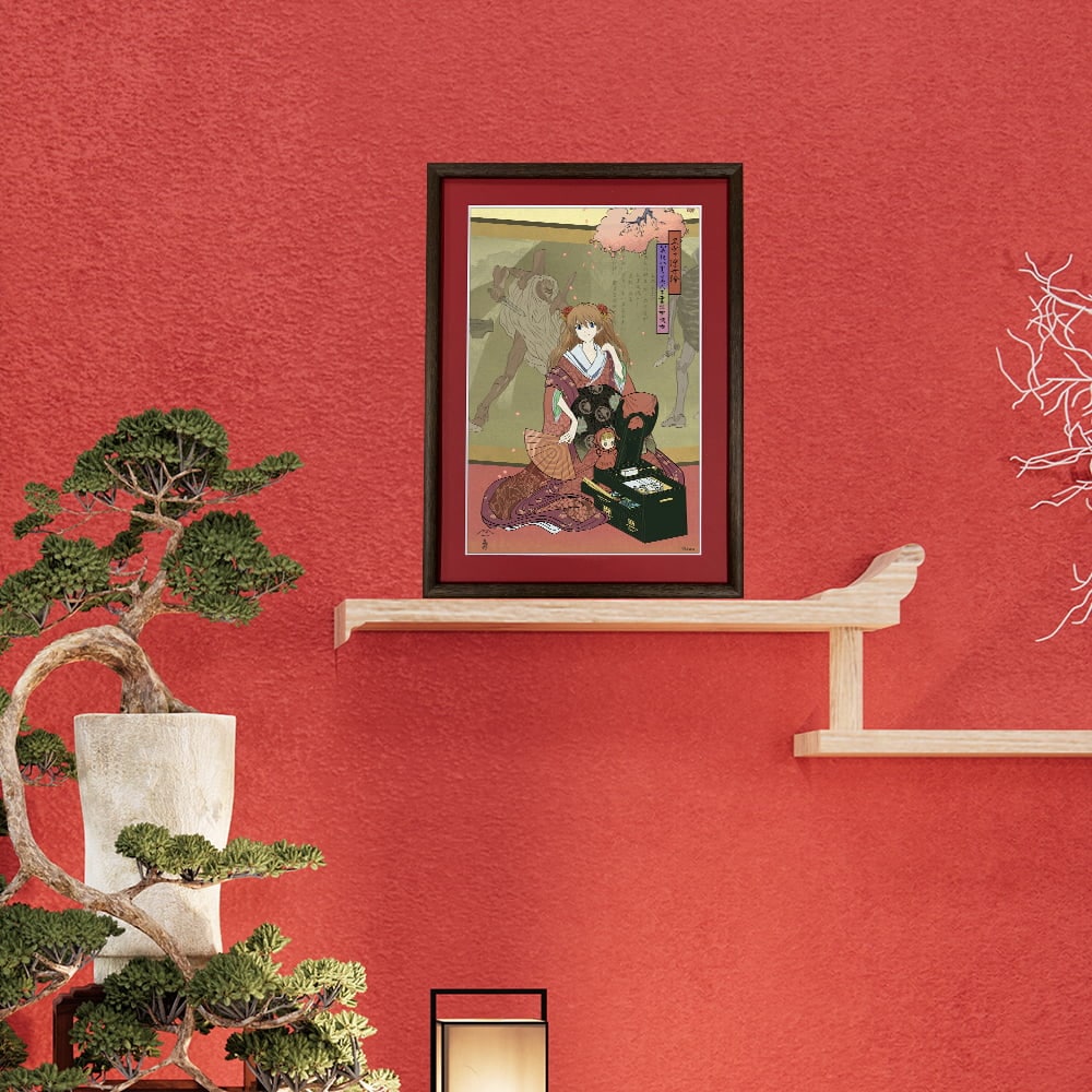 エヴァンゲリオン 浮世絵 箱根八里美人三画揃 式波アスカ キャラ用カラー 版三 エヴァ浮世絵「箱根八里美人三画揃 アスカ」｜浮世絵工房