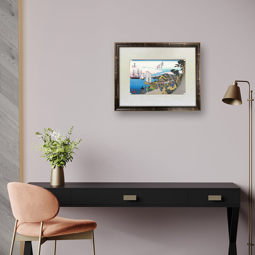 九谷　正峰　高知名所画　手描き　色絵金彩色盛り　古い大皿　坂本龍馬　桂浜　印　銘 photo06.jpg