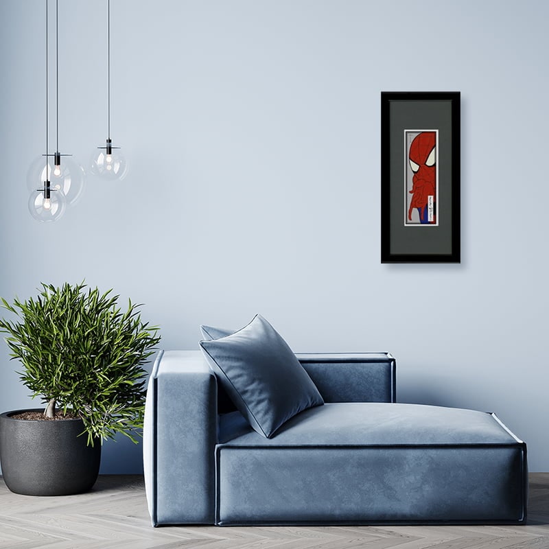 スパイダーマン 小型・ミニ浮世絵木版画「蜘蛛男・大首絵(専用額入)」