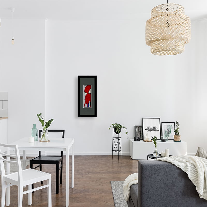 スパイダーマン 小型・ミニ浮世絵木版画「蜘蛛男・大首絵(専用額入)」