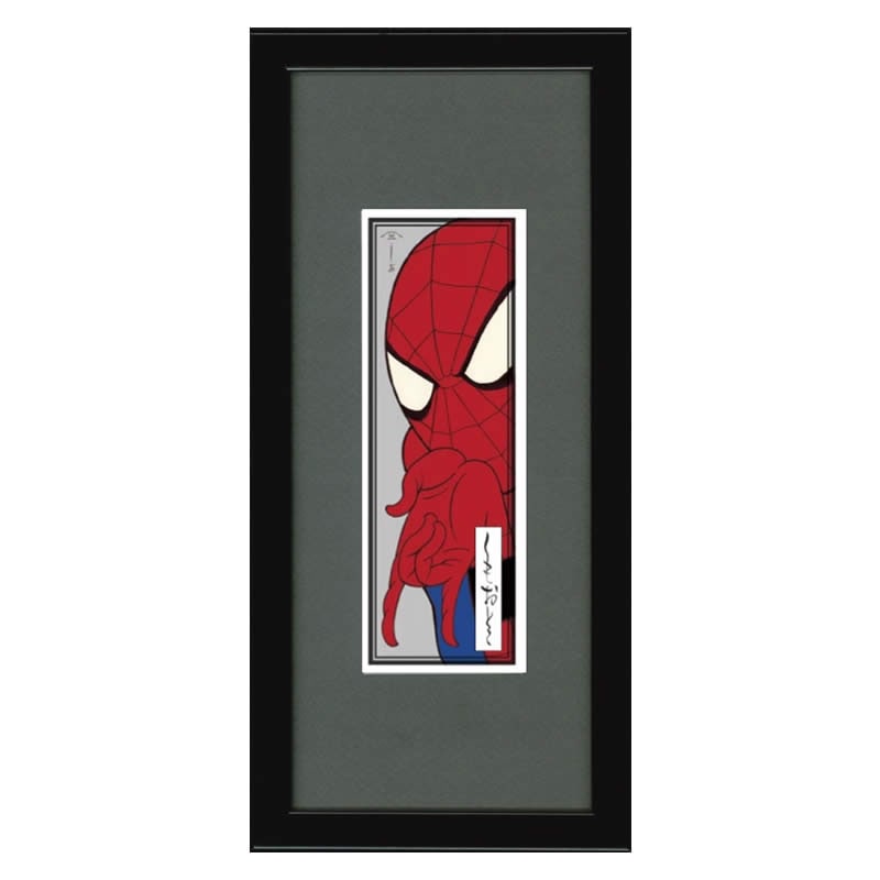 スパイダーマン 小型・ミニ浮世絵木版画「蜘蛛男・大首絵(専用額入)」