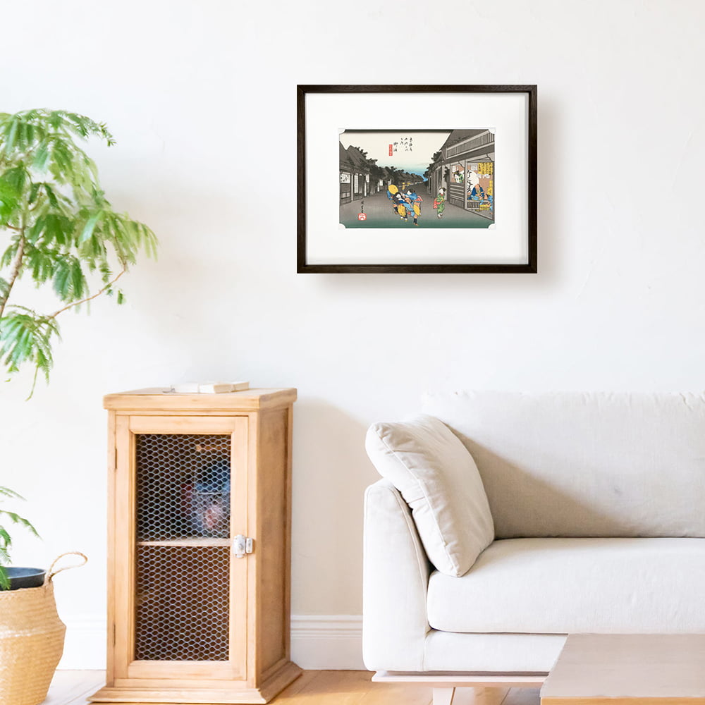 歌川広重「東海道五十三次 御油 旅人留女」浮世絵木版画