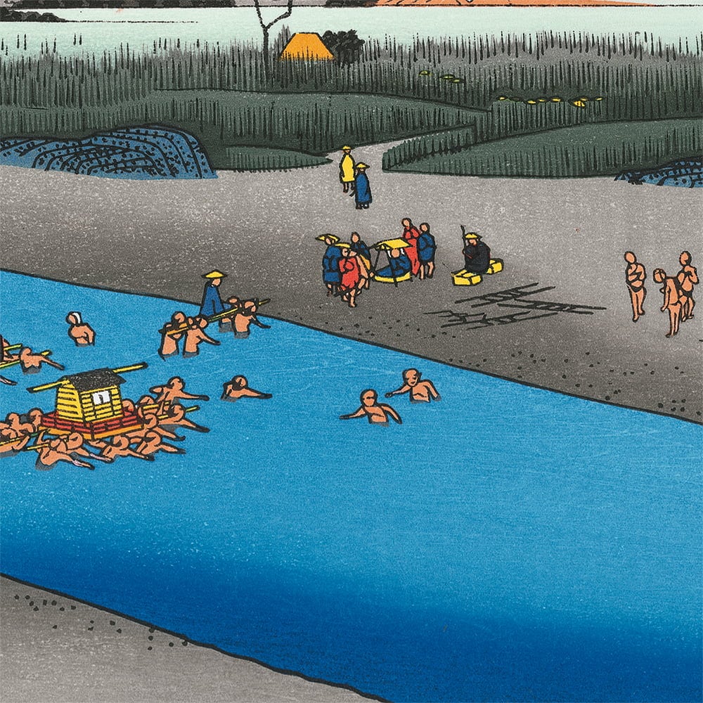 木版画　歌川広重　東海道五拾三次　浦原　彫:池田兼吉　摺:佐藤勘次郎　浮世絵 木版画 歌川広重 東海道五拾三次 浦原 彫:池田兼吉 摺:佐藤