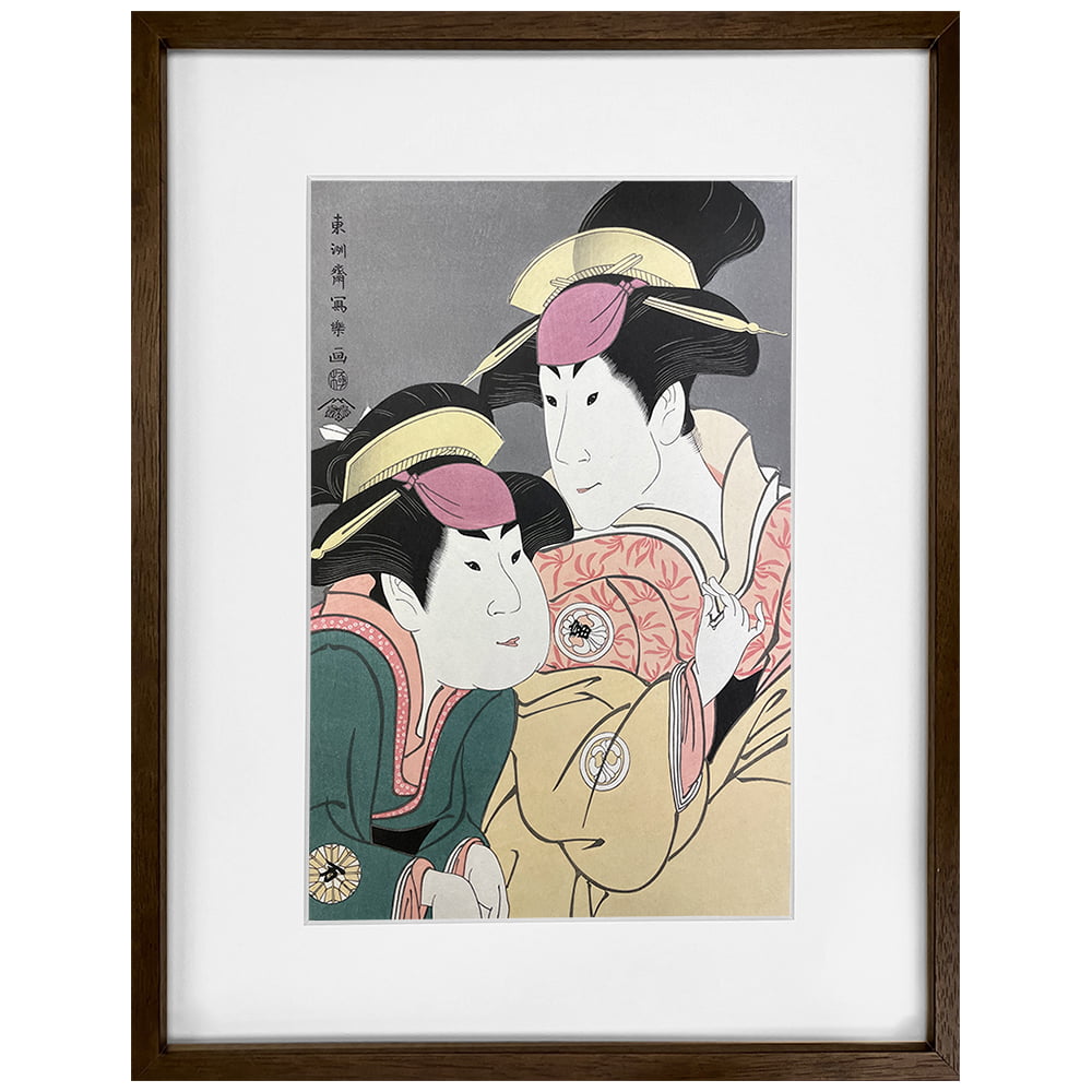 東洲斎写楽「二世瀬川富三郎の大岸蔵人妻やどり木と中村万世の腰元若草」浮世絵木版画