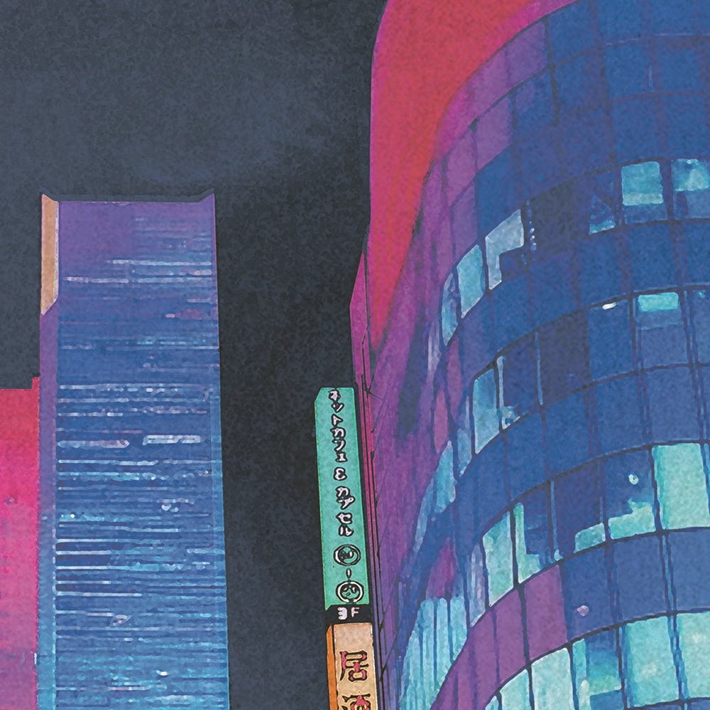 ネオン浮世絵 ゴジラ新宿之図 ジークレー版画｜浮世絵工房