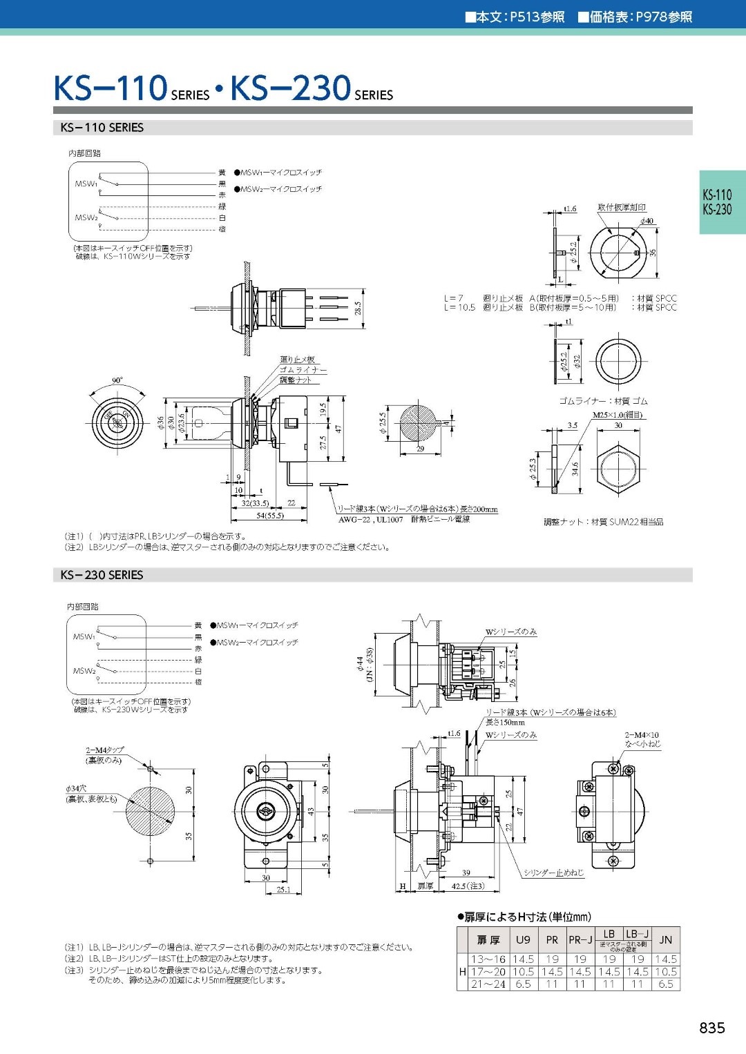 MIWA U9KS-230・231・232 美和ロック キースイッチ