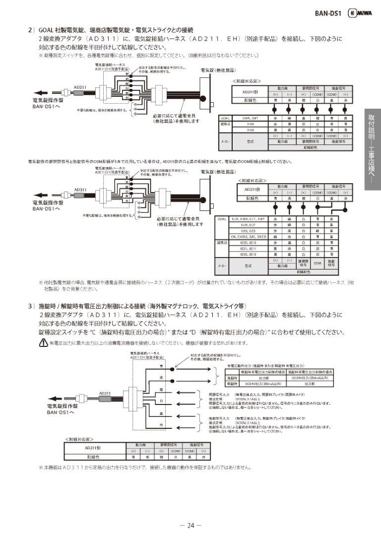 MIWA　AD211.EH 美和ロック 電気錠接続ハーネス