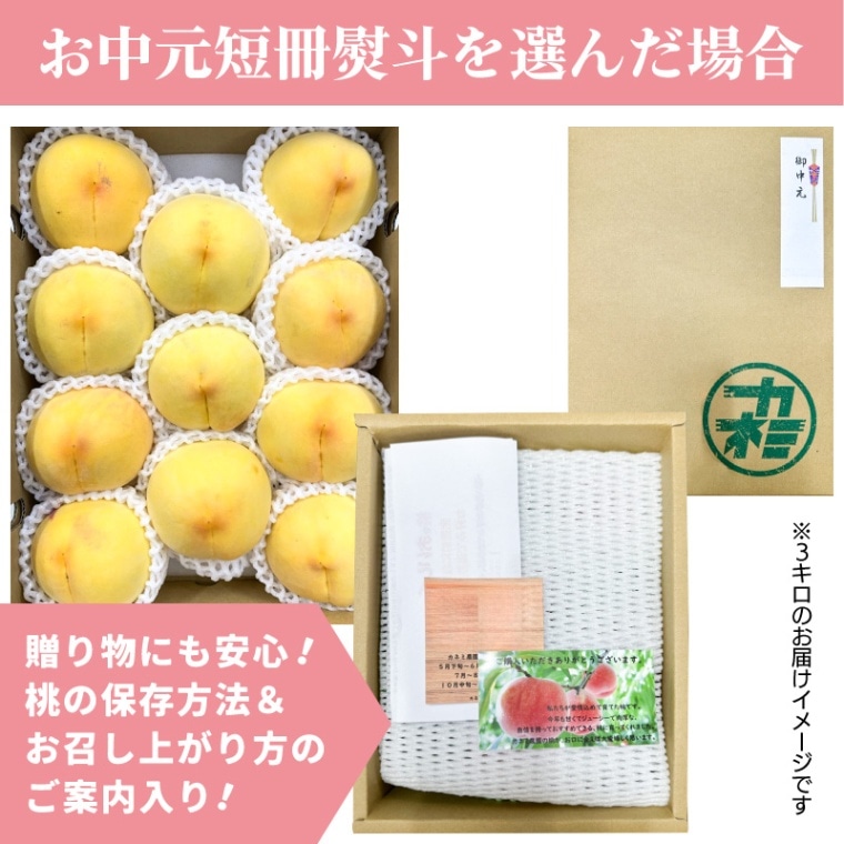 完売しました ◎  ギフト◎7月中旬～発送予定◎ 山梨県 滝の沢ゴールド 黄金桃系 8～11玉目安時期によって品種変化が楽しい 約3kg  【カネミ農園】