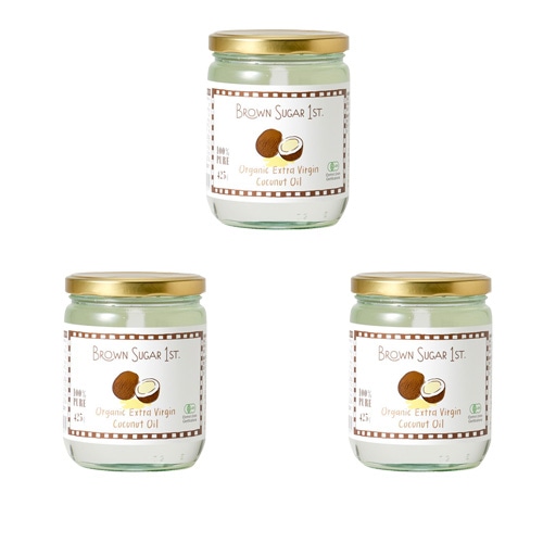 ブラウンシュガーファースト　有機エキストラヴァージンココナッツオイル　425g（460ml）×3個セット 【無漂白・無精製】 ※送料無料（一部地域を除く）【あす着対応】