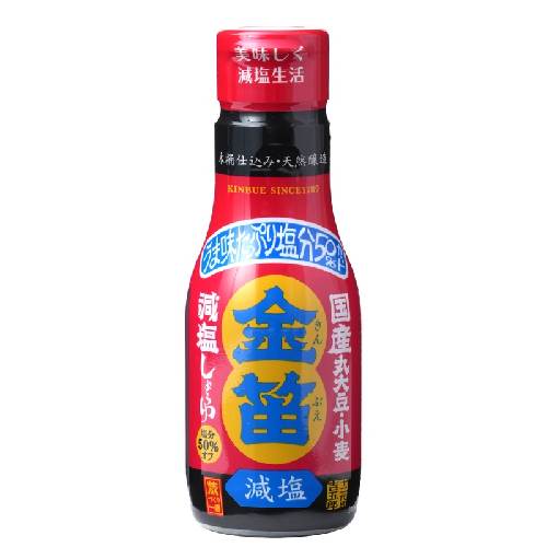 金笛 減塩しょうゆ デラミボトル（200ml)【笛木醤油】【食塩のみ５０％カット】
