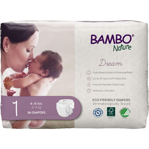 バンボネイチャー ドリーム テープタイプ NB新生児 （2kg～4kg） 36枚入り（bn16923） 【BAMBO Nature】 【ベビー紙おむつ/ニューボーン/1号】