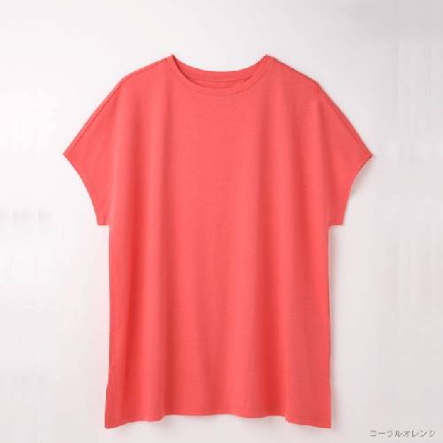 【竹布特典】ショートスリーブTシャツ コーラルオレンジ M～L 【ナファ生活研究所】