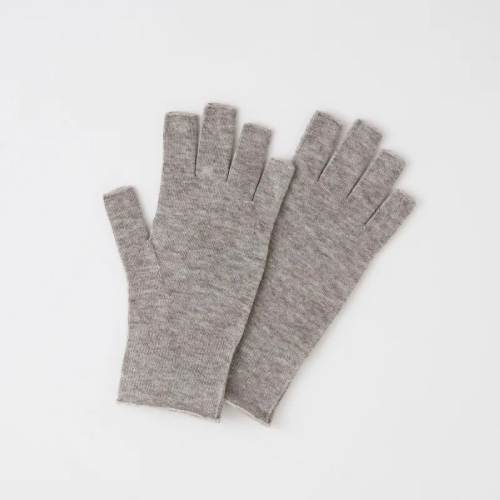 【竹布特典】ヤク あったか指出し手袋 杢グレー フリーサイズ 【ナファ生活研究所】