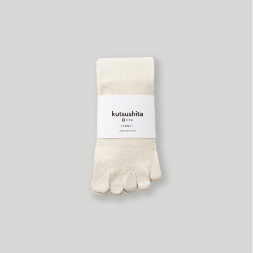 【メーカー直送】ガラ紡の5本指靴下 L（No.4801-107）生成 ※キャンセル・同梱・代引不可 【益久染織研究所】