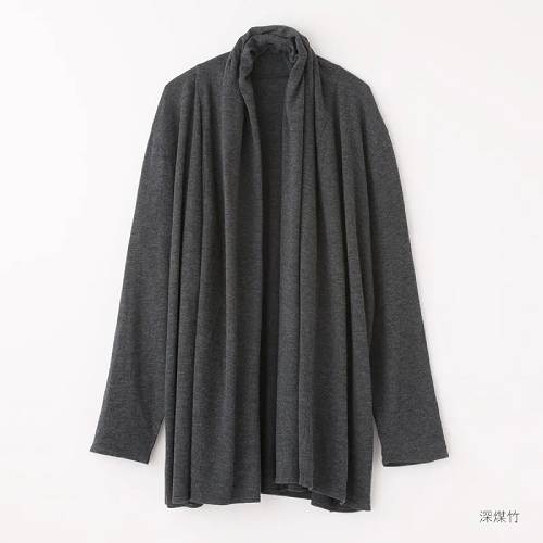 【竹布特典】癒布 2WAYカーディガン 深煤竹（みばいちく） M～L 【ナファ生活研究所】