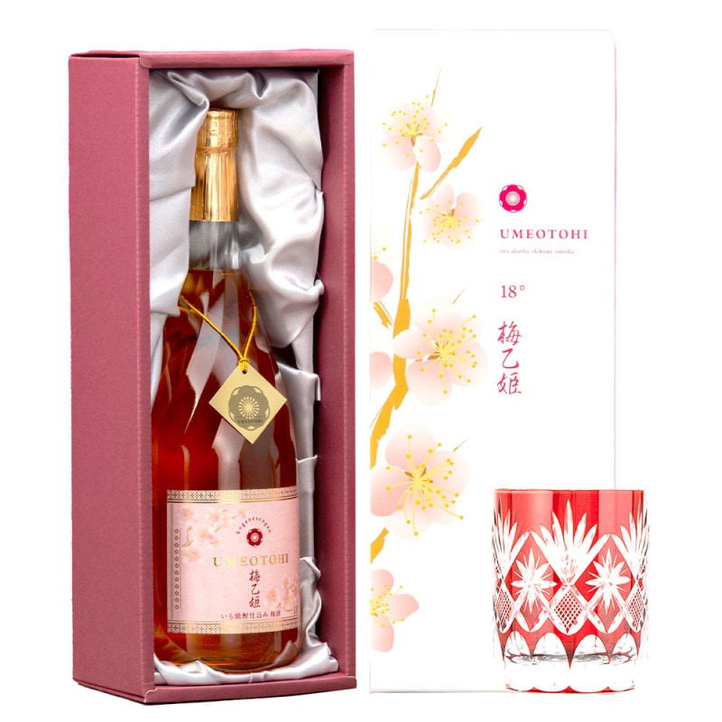 本格梅酒 梅乙姫 切子グラスセット ”ルビー”