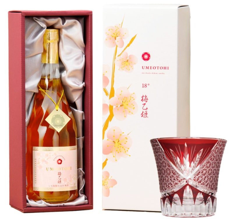 本格梅酒 梅乙姫 切子グラスセット ”ブローディアR”