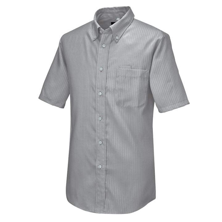 【アイトス】半袖ボタンダウンシャツ(ヘリンボーン)(男女兼用)