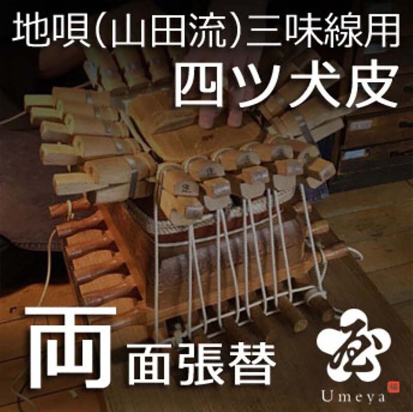 地唄三味線皮張替（山田流）四ツ犬／ss_ji-17