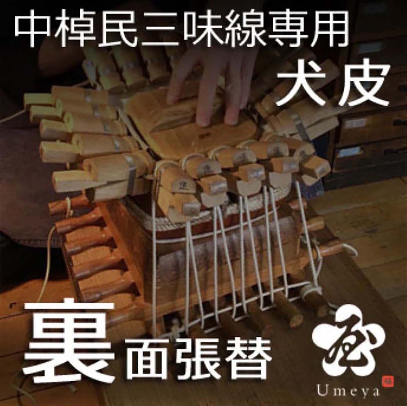 中棹民謡三味線皮張替（裏犬）／ss_min-37