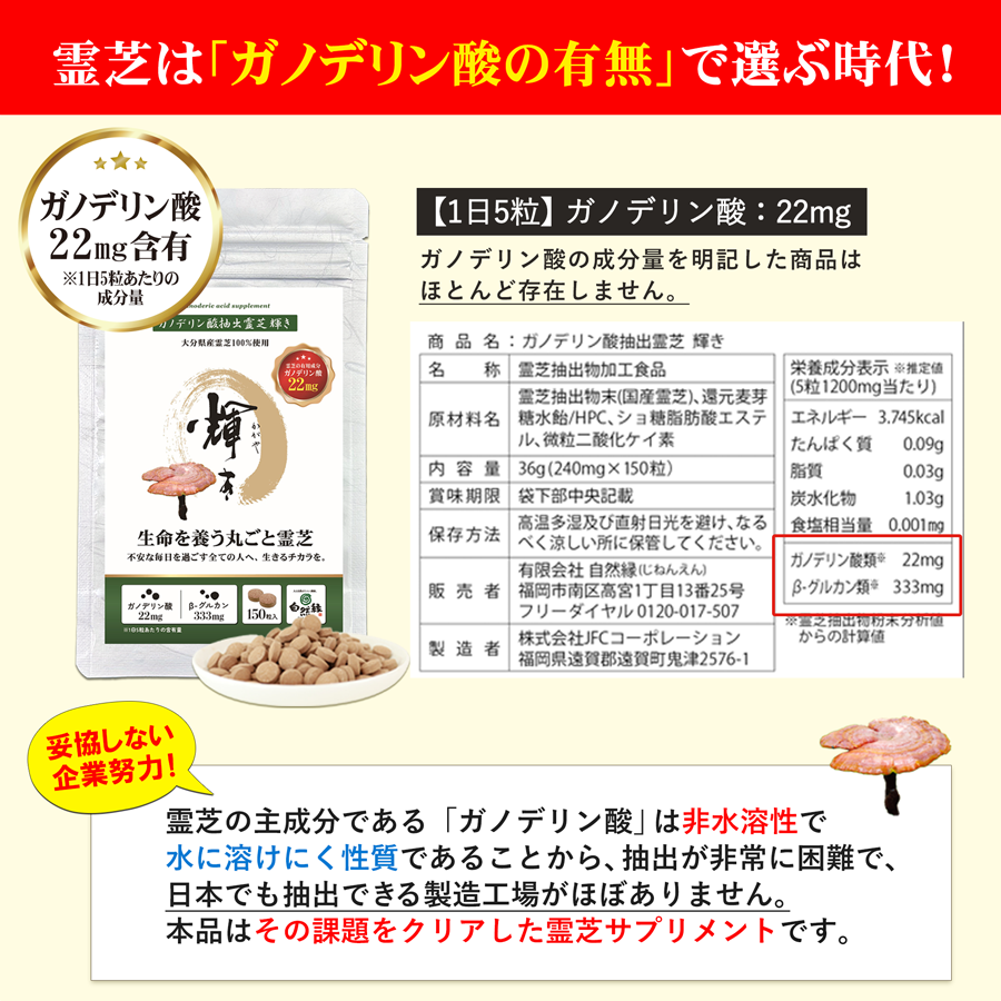 【国立大学共同研究開発】ガノデリン酸抽出霊芝 輝き-錠剤