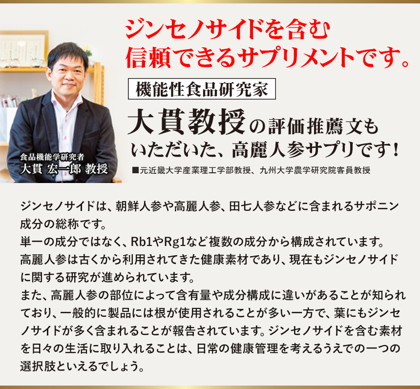 年齢疲れ、ゆらぎ、活力に高麗人参！｜高麗人参濃縮サポニン80【1袋30粒入】