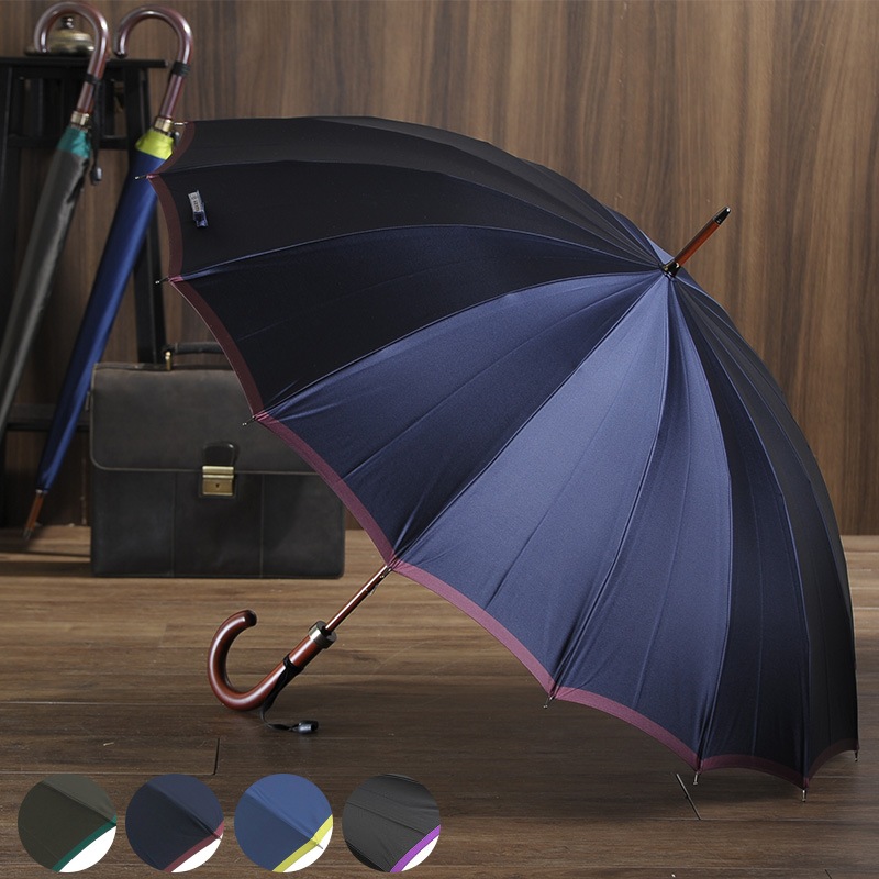 前原光榮商店 16本骨長傘 60cm ボーダー 楓持ち手 BORDER-16 メンズ