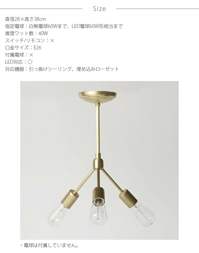ACME Furniture ե˥㡼 SOLID BRASS LAMP 3ARM 45 BLASS
