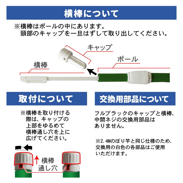 ＜神社用＞ポール【フルブラックのぼり竿(黒)】