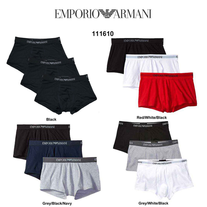 EMPORIO ARMANI(エンポリオアルマーニ)メンズ ボクサーパンツ ローライズ 3枚組 セット アソート パック アンダーウェア ロゴ 男性用 下着 111610