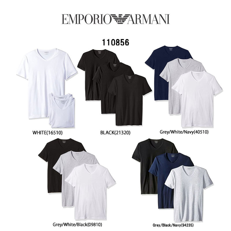 (SALE)EMPORIO ARMANI(エンポリオアルマーニ)Tシャツ 3枚セット お買い得 パック 男性用下着 110856