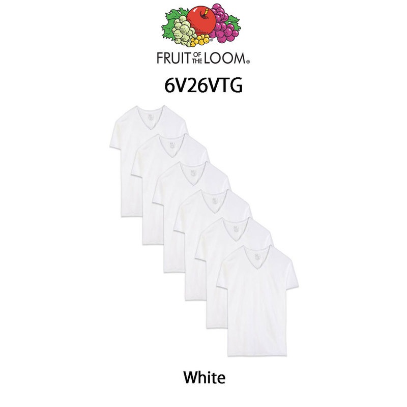 FRUIT OF THE LOOM(フルーツオブザルーム)Vネック Tシャツ ホワイト 6枚セット お買い得 パック メンズ 下着 6V26VTG