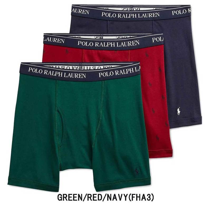 POLO RALPH LAUREN(ポロ ラルフローレン)ミドル ボクサーパンツ 3枚セット 前開き オシャレ お買い得 パック メンズ 下着 RCBBP3
