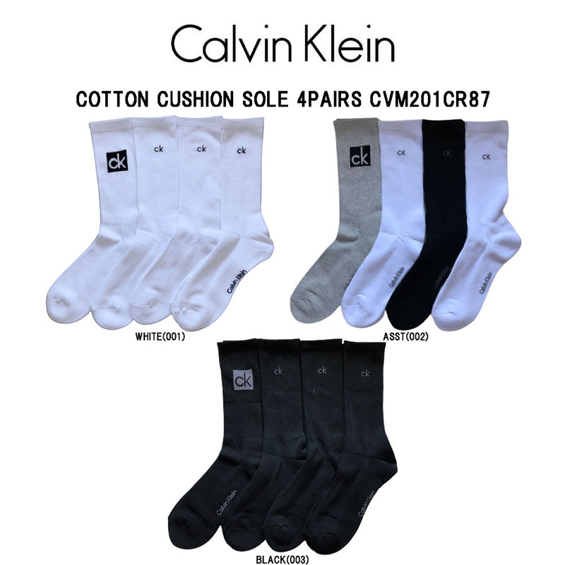 Calvin Klein(カルバンクライン)ck メンズ ソックス カジュアル ロゴ 4足組 男性用靴下 CVM201CR87