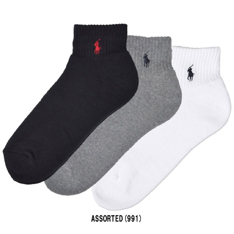 POLO RALPH LAUREN(ポロ ラルフローレン)メンズ ショート ソックス カジュアル 3足セット 男性用靴下 824032PK
