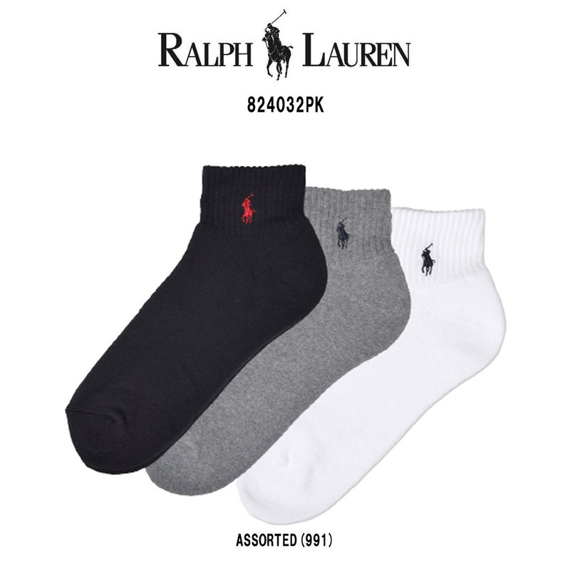 POLO RALPH LAUREN(ポロ ラルフローレン)メンズ ショート ソックス カジュアル 3足セット 男性用靴下 824032PK